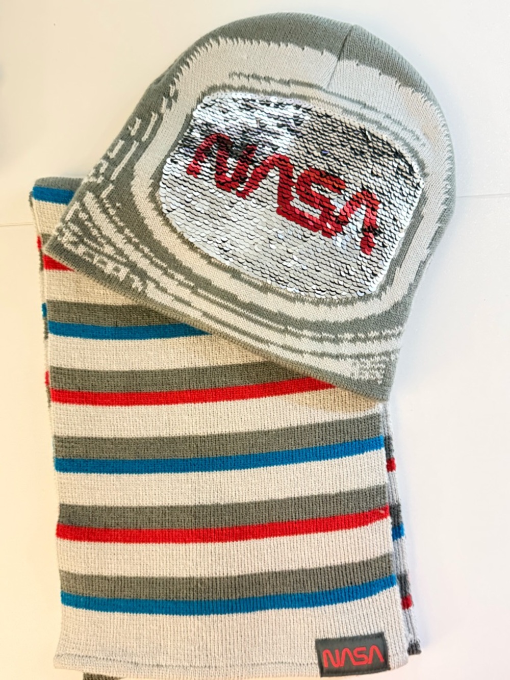 Kids NASA beanie & scarf set - flip sequin NWOT